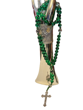 St. Patrick Heritage Arctic Beaded Rosary Necklace with Silver Cross Pendant